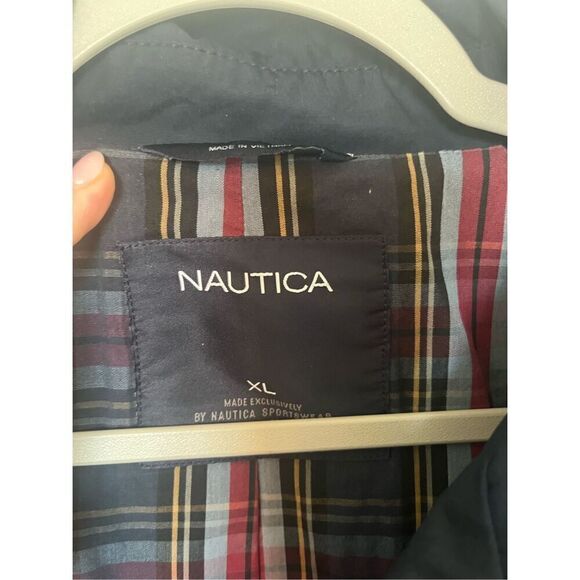 Men’s Nautica Navy Blue Button Up Trench Coat NEW - Picture 5 of 9